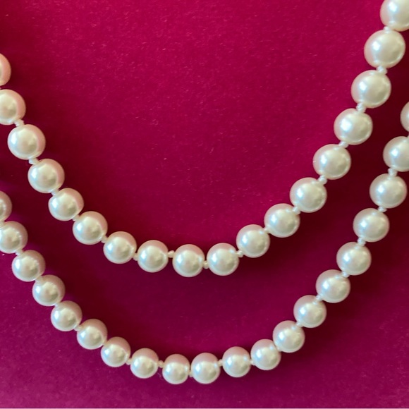 Long Single Strand Necklaces | Faux Pearl & Silver Clasp | Size 29" - Picture 3 of 4